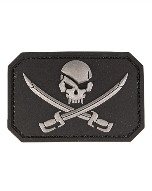 BLACK PVC SKULL W.SWORDS 3D PATCH WITH HOOK & LOOP CLOSURE
