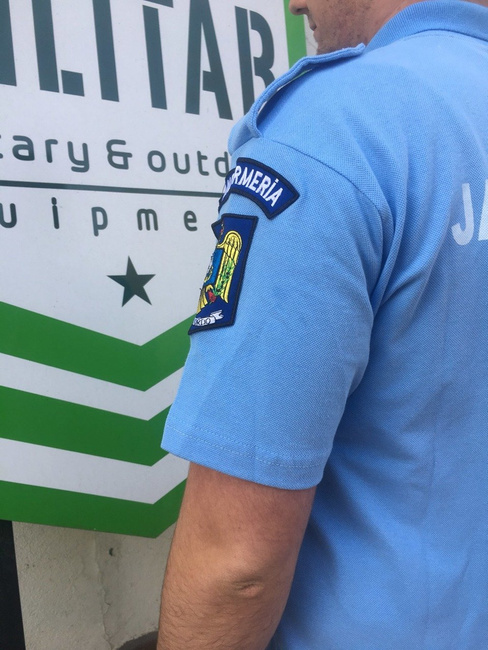 Tricou Polo Bleu Jandarmeria cu emblema