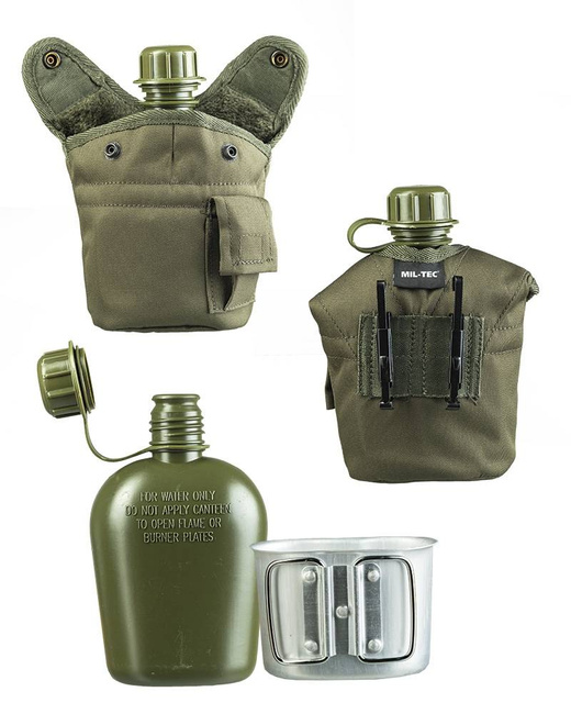 US PLASTIC CANTEEN - WITH CUP AND COVER - 900 ML - OD