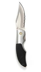 CUTIT SILVER/BLACK ONE-HAND OPENER KNIFE ´LUCHS´ 7.62 cm HALF SERRATED BLADE