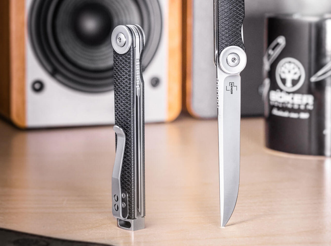 CUTIT DE BUZUNAR CU MANER DIN G10 - "KAIZEN" - Böker® Plus - NEGRU
