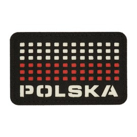 PATCH POLSKA (cu steag) - 50 x 80 mm - LASER CUT - NEGRU/ALB/ROSU - M-TAC