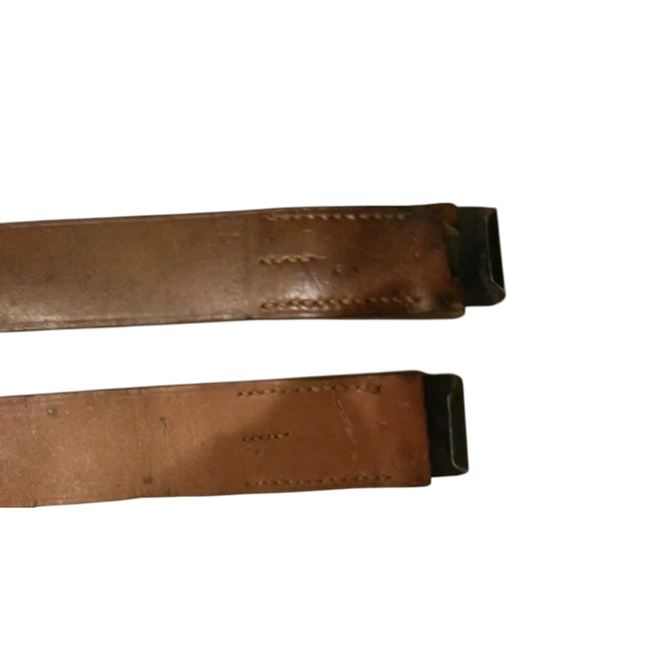 BROWN LEATHER BELT WITH BLACK BUCKLE - ROMANIAN ARMY MILITARY SURPLUS - USED