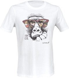 TRICOU DIN BUMBAC ORGANIC "MONKEY WITH GLASSES" - ALB
