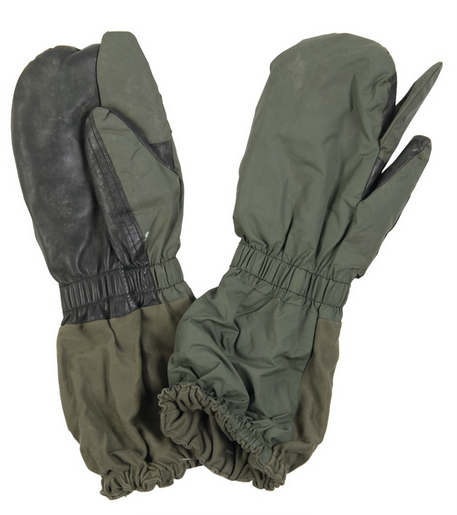 Manusi Franceze OD din piele si nylon  - Surplus Militar