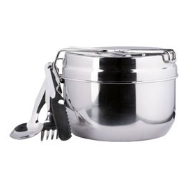 SET 3 PIESE DIN OTEL INOXIDABIL CU USTENSILE - SURPLUS MILITAR DE LA ARMATA CEHA - CA NOU