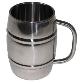 DOUBLE-WALLED MUG - "BARREL" - STAINLESS STEEL - 1 LITER - MFH®