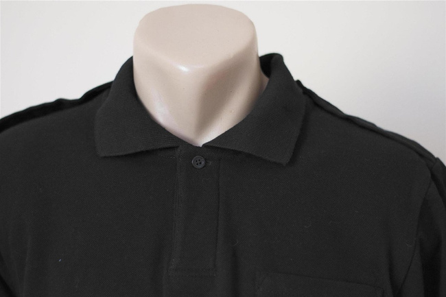 Tricou polo negru cu maneca scurta, buzunar si epoleti pentru PENITENCIAR, JANDARMERIE