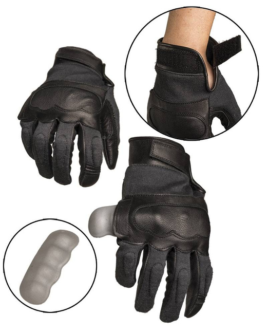 BLACK LEATHER/ARAMIDE TACTICAL GLOVES