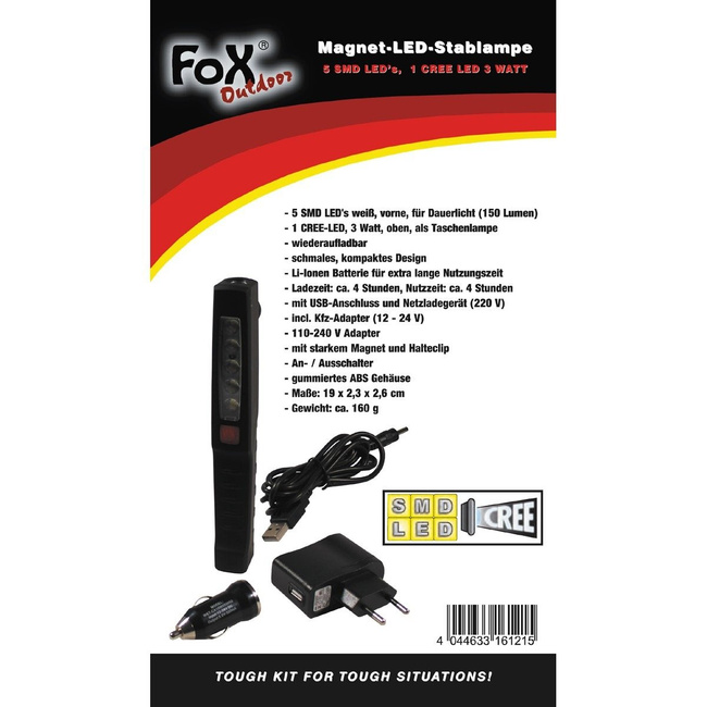 LED Penlight, magnet, clip, rechargeable, black