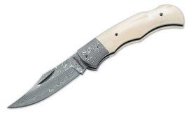 POCKET KNIFE DAMASCUS BONE - MAGNUM