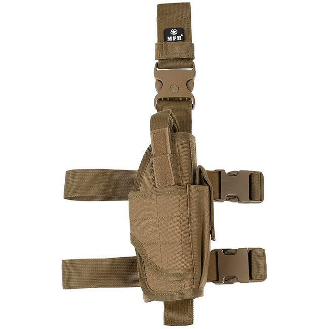 Holster pentru pistol, coapsa dreaptă, reglabil, coyote