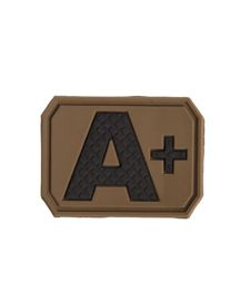 PATCH, EMBLEMA 3D CU GRUPA SANGUINA - Mil-Tec - COYOTE INCHIS - A POZ