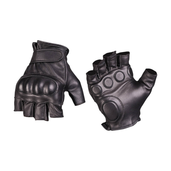 MANUSI TACTICE FARA DEGETE - PIELE - NEAGRE - MIL-TEC