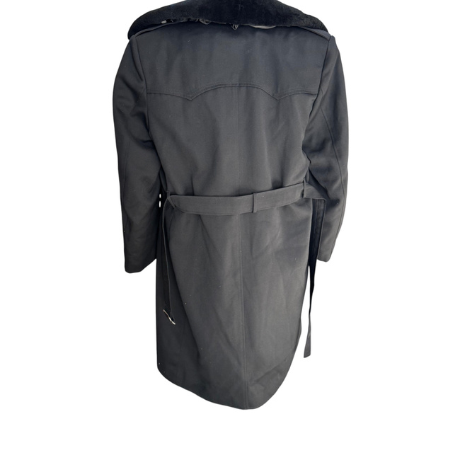 PALTON OFITERI LUNG DIN LANA - VINTAGE, ANII '80 - SURPLUS MILITAR ARMATA BULGARIEI - NEGRU -  IN STARE BUNA