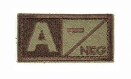 PATCH BLOOD TYPES VELCRO (A- NEGATIVE) 5 x 2,5 CM BROWN/O.D.