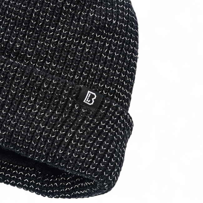 Knitted Beanie with Reflective Yarn - Black - Brandit