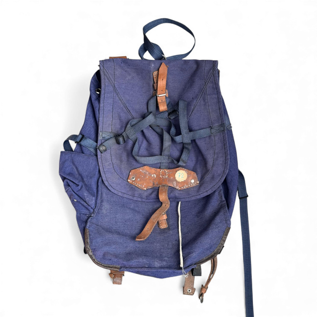 VINTAGE MILITARY RUCKSAK - COLD WAR ROMANIAN ARMY RARE SURPLUS - BLUE - USED