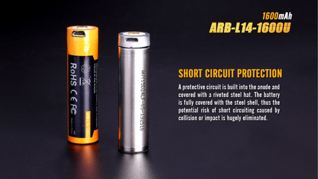 Fenix 14500 - 1600mAh - Micro-USB Rechargeable Battery - ARB-L 14-1600U