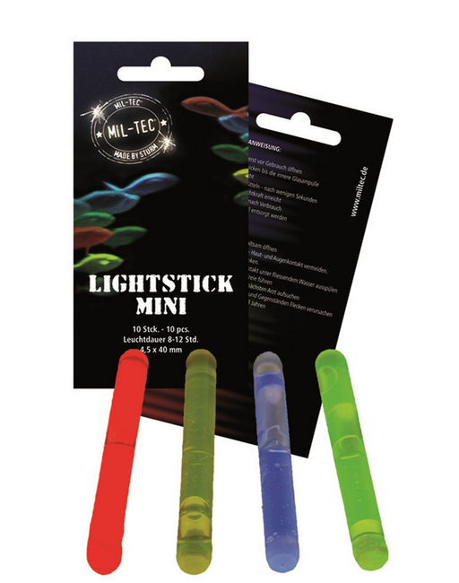 SET BATOANE LUMINOASE MINI - 10 BUCĂȚI - 4.5 x 40 MM - Mil-Tec® - GALBEN