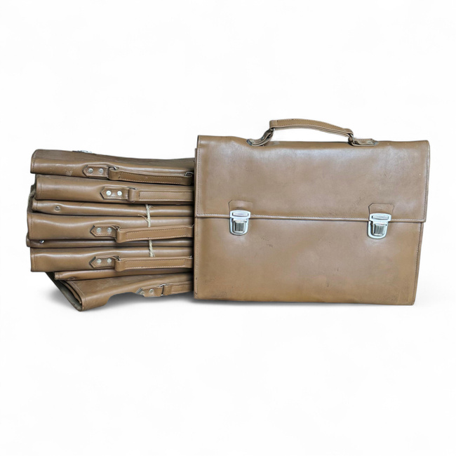 VINTAGE BRIEFCASE - ROMANIAN ARMY MILITARY SURPLUS - BROWN - IN GOOD CONDITION
