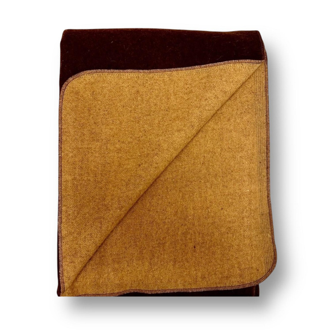 Patura din lana merinos - model Chocolat - 150x200 cm - 1800 g - Fata dubla (maro deschis/maro inchis)