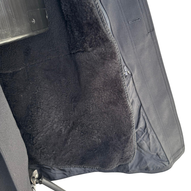 PALTON OFITERI LUNG DIN LANA - VINTAGE, ANII '80 - SURPLUS MILITAR ARMATA BULGARIEI - NEGRU -  IN STARE BUNA