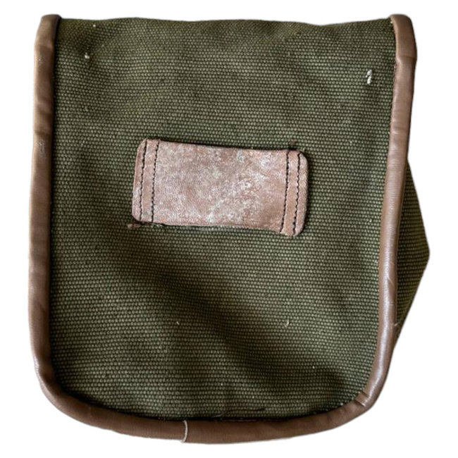 TEXTILE/LEATHER UTILITY POCKET - GREEN OD - MILITARY SURPLUS ROMANIAN ARMY - USED