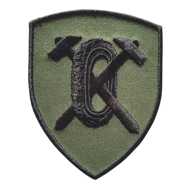 EMBLEMA SEMN DE ARMA MANECA SCUT - AUTO - BRODATA PE SUPORT KAKI CU FIR NEGRU