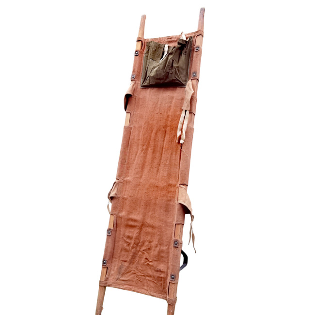 VINTAGE WOODEN SANITARY STRETCHER - 1965-1980 - ROMANIAN ARMY MILITARY SURPLUS - IN GOOD CONDITION