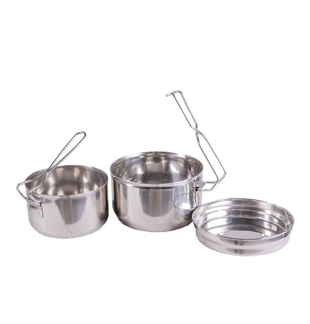3-PIECES STAINLESS STEEL MESS KIT - CZECH MILITARY SURPLUS - LIKE NEW