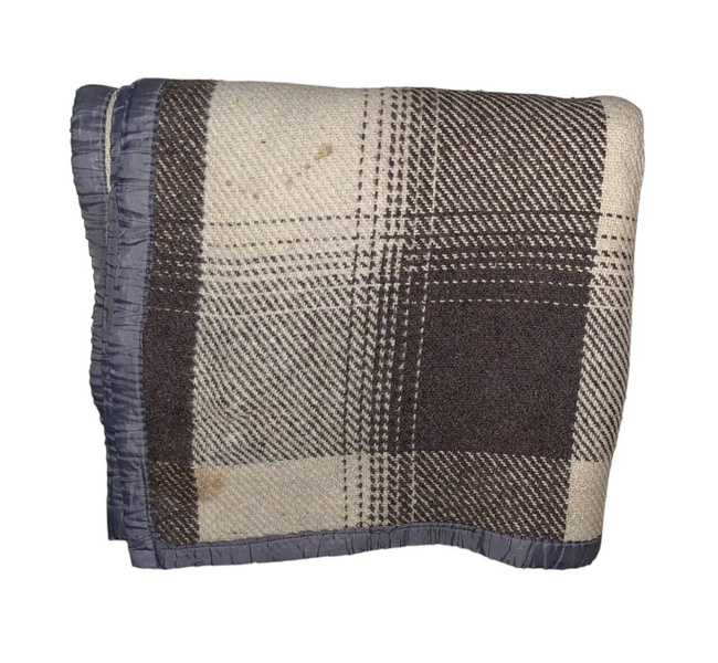 PATURA DE LANA TARTAN ALB-MARO CAROURI - 140 x 200 CM - SURPLUS MILITAR AUTENTIC ARMATA ROMANA - UZATA