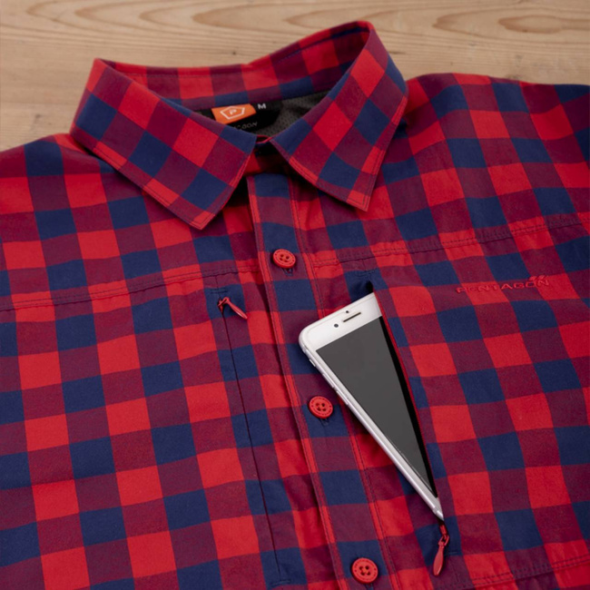 LONG SLEEVE SHIRT - "QT TACTICAL" - PENTAGON® - RED CHECKS
