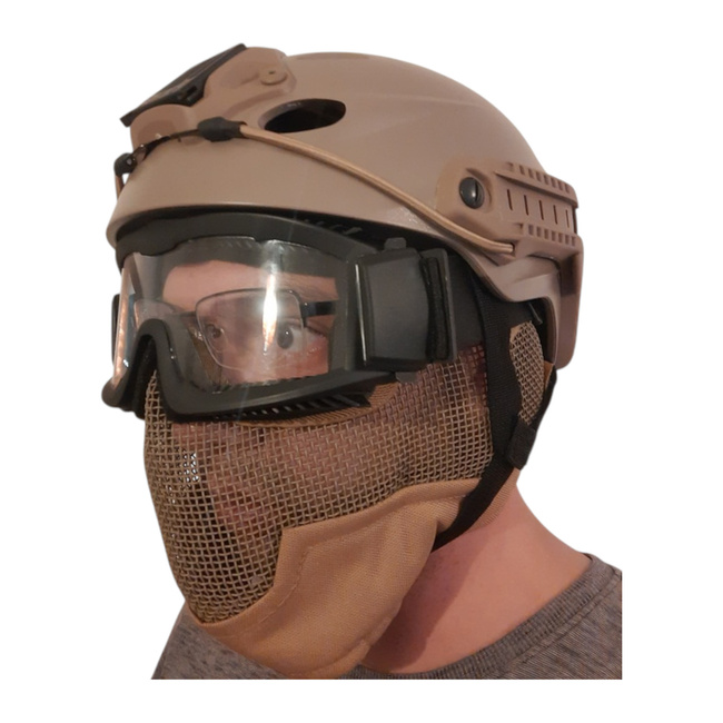 Face and Ear Protection Mask - Metal Mesh - Coyote - A.C.M.