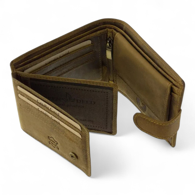 Portofel din piele pentru vanatori, cu imprimeu - Fazan - Maro - GreenDeed