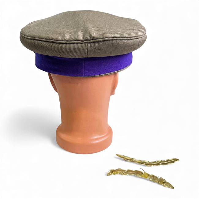 Cascheta de subofiteri - Intendenta - Model de ceremonie cu snur si broderie aurie - Surplus Militar Armata Romana - Mov/Verde OD - In stare buna