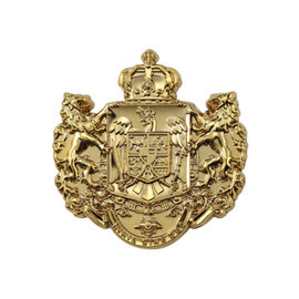 Insignia The Coat of Arms of the Kingdom of Romania - Military Collector's Badge - Shiny Gold