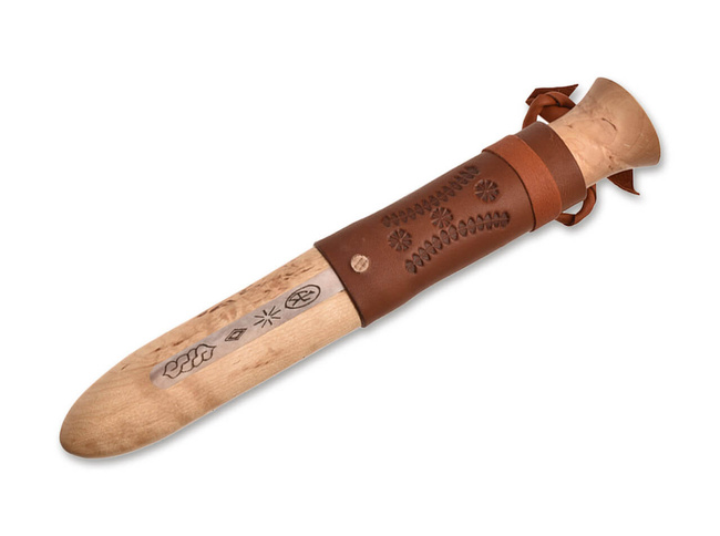 FIXED BLADE KNIFE JARVEN DAMASTEEL RWL34 - BROWN