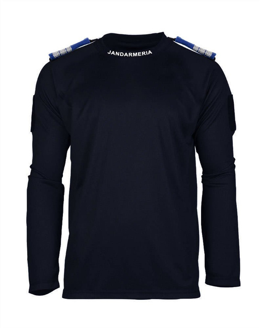 Tricou cu maneca lunga Jandarmeria albastru inchis cu epoleti si inscriptie