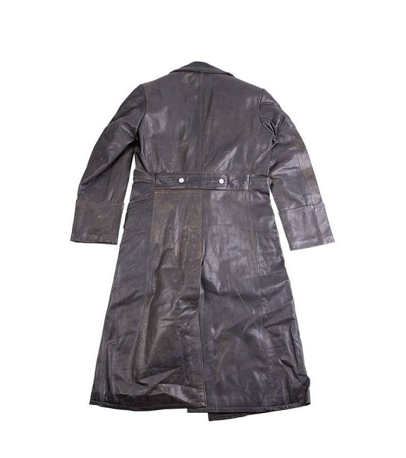 PALTON DE PIELE OFIȚER GERMAN REPRO - ALBASTRU GRI - SURPLUS MILITAR - UZAT