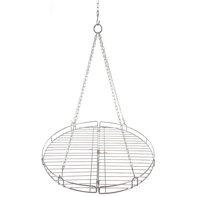 Grill grate, round, w/chain, foldable, steel, ca. 46,8 cm