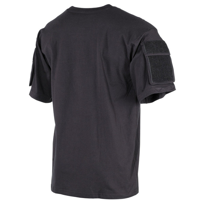 Tricou negru MFH US cu buzunare cu banda velcro pe maneci, 170g / m2
