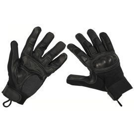 Manusi negre de piele cu protectie pentru pumn si degete