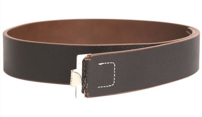 GERMAN BLACK WH LEATHER BELT 45 MM
