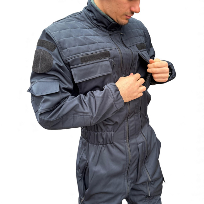 Combinezon Softshell De Iarna Pentru Jandarmi - Cu Ecuson JANDARMERIA si Emblema Tricolor - Bleumarin - Lecter Tactical