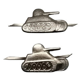 SET 2 SEMNE DE ARMA PENTRU EPOLETI, GRADE MILITARE - TANCURI - SURPLUS MILITAR ARMATA ROMANA - ARGINTII - IN STARE BUNA