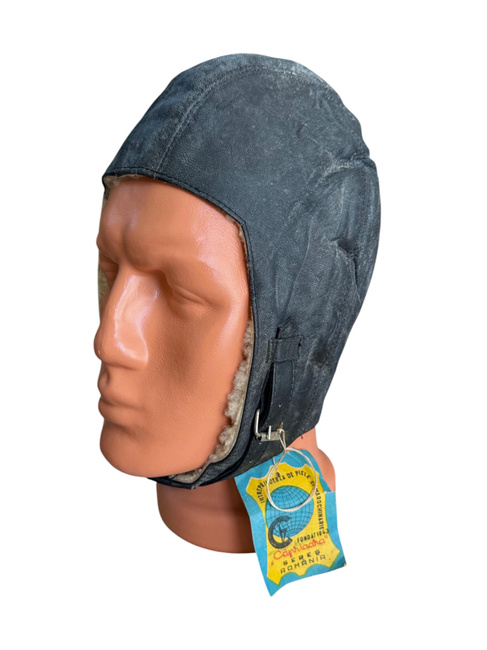 CASCA AVIATOR DIN PIELE - SURPLUS MILITAR ARMATA ROMANA - NEAGRA - UZATA