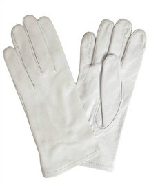GERMAN WHITE LEATHER PARADE GLOVES USED