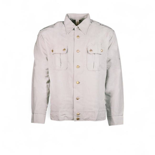 Service Shirt with Two Pockets and Long Sleeves - East German Navy Military Surplus - Volksmarine der NVA - White - Like Ne