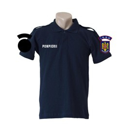 Tricou polo POMPIERII IGSU albastru inchis cu epoleti cu insemne
